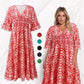 💖VIIMEINEN MYYNTIpäivä 50 % ALENNUS💖Boheemi, rento kuviollinen V-kaula-aukkoinen, vyötäröltä kietoutuva pitkä mekko