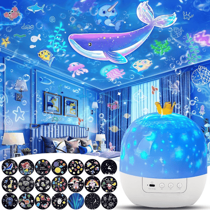 🎃👻 LAST DAY SALE - 50% OFF 💜 Kinder-Nachtlicht-Projektor mit 15 Filmen 🔋Type-C Aufladung