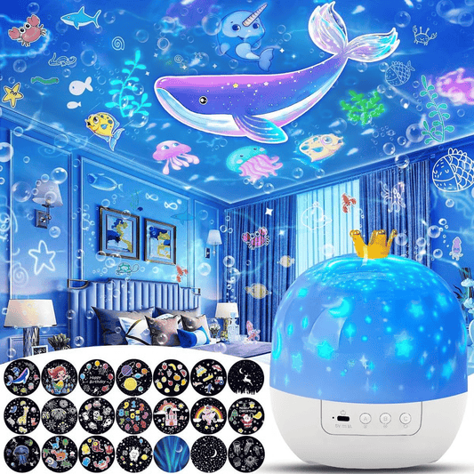 🎃👻 LAST DAY SALE - 50% OFF 💜 Kinder-Nachtlicht-Projektor mit 15 Filmen 🔋Type-C Aufladung