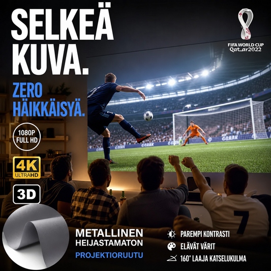 📽️ 50 %:N ALENNUS! 🖼️ Kannettava 4K-projektori taitettavalla näytöllä – valonpitävä, korkea resoluutio ja kannettava kotiteatteri 🎬
