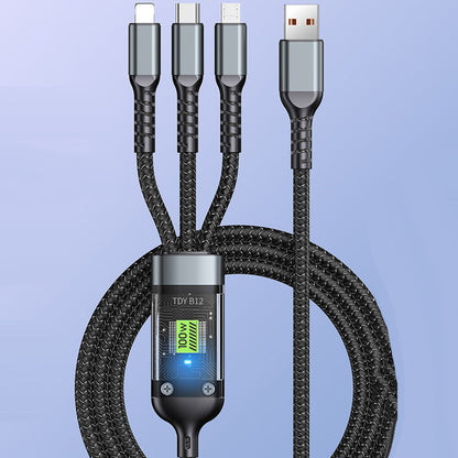 ⚡🔌Transparent Lysande 3-i-1 Supersnabb Laddningskabel