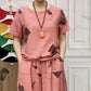 💖Naisten painokuvioinen T-paita & Cropped-housut -setti