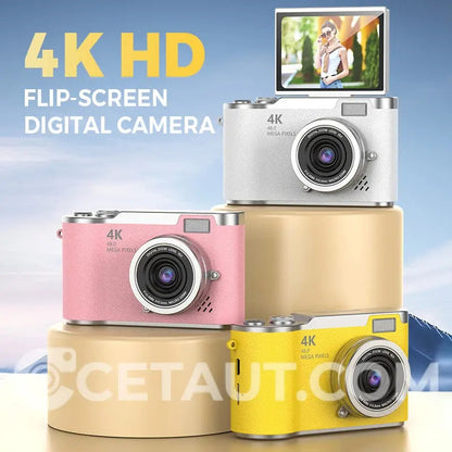 📸Dein Moment, perfekt festgehalten – mit 4K und Drehdisplay🌄4K HD Klappbildschirm Digitalkamera✈️32GB-64GB