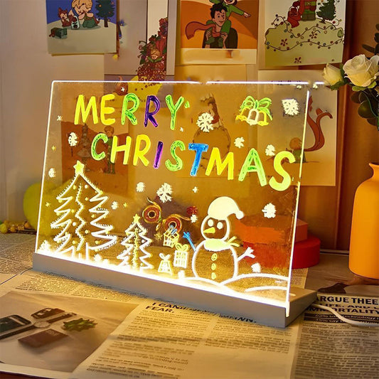🎁Begrüßen Sie Weihnachten mit 50 % Rabatt💥🎉Löschbare, beleuchtete Acryl-Zeichentafel mit Ständer