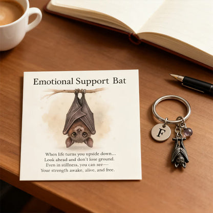 ✨Black Friday 50 % Rabatt!🦇Emotionaler Unterstützungs-Fledermaus-Schlüsselanhänger mit Grußkarte