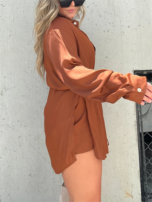 🔥Satin romper union set för natten